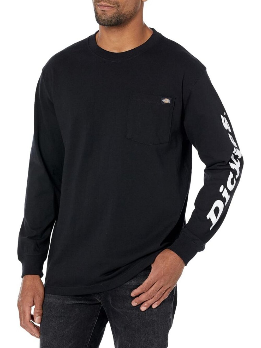 Men's Long Sleeve Graphic Tee with Wordmark Design - Casual Fashion Top